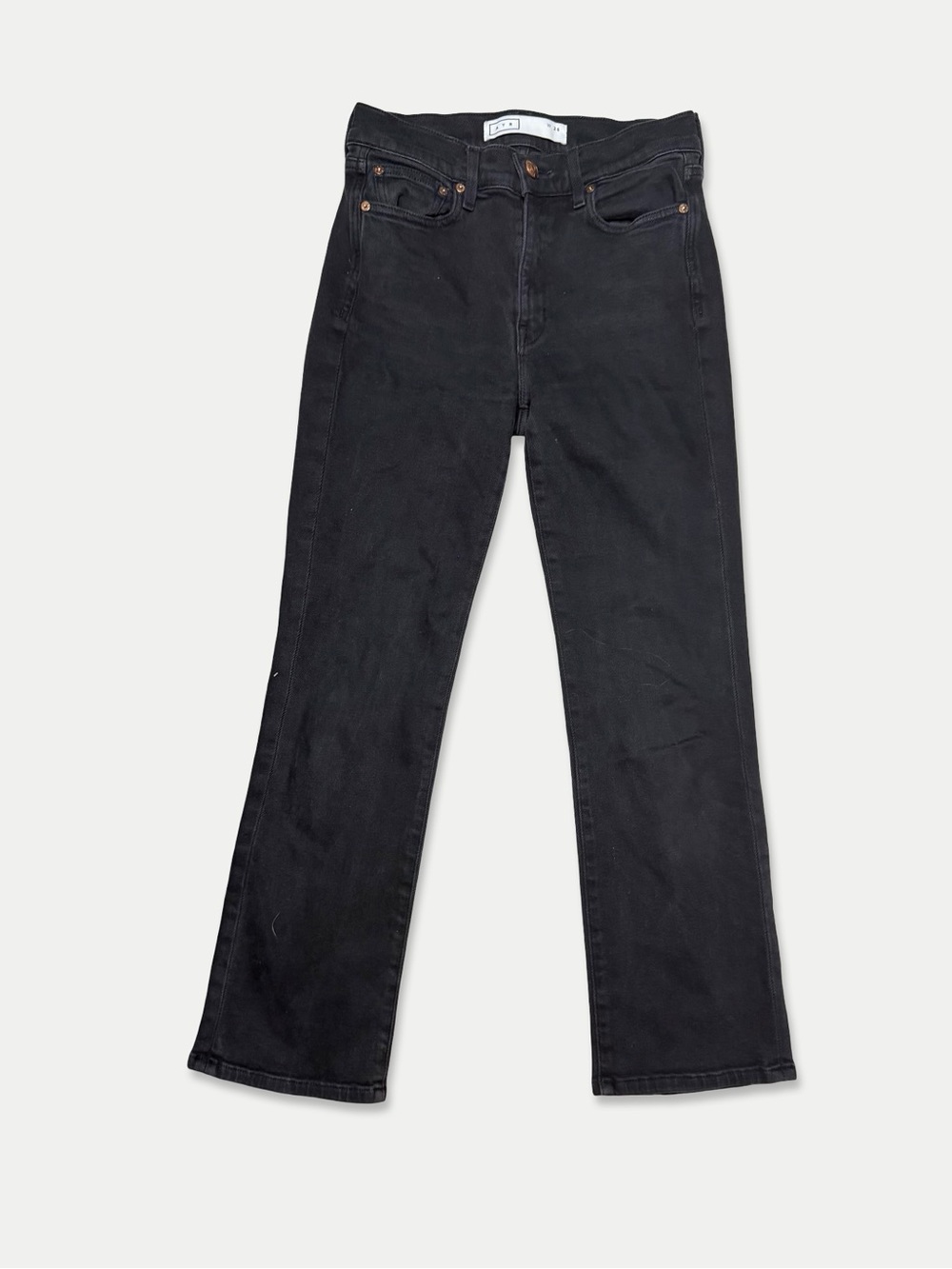 AYR The Bomb Pop Jeans W26 Black High Rise Straight Leg Cropped Denim